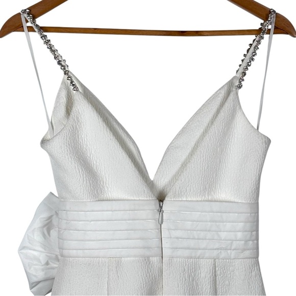 ANTHROPOLOGIE REBECCA VALLANCE GENEVIEVE BRIDAL BOW V-NECK SHEATH MIDI DRESS - Picture 11 of 17